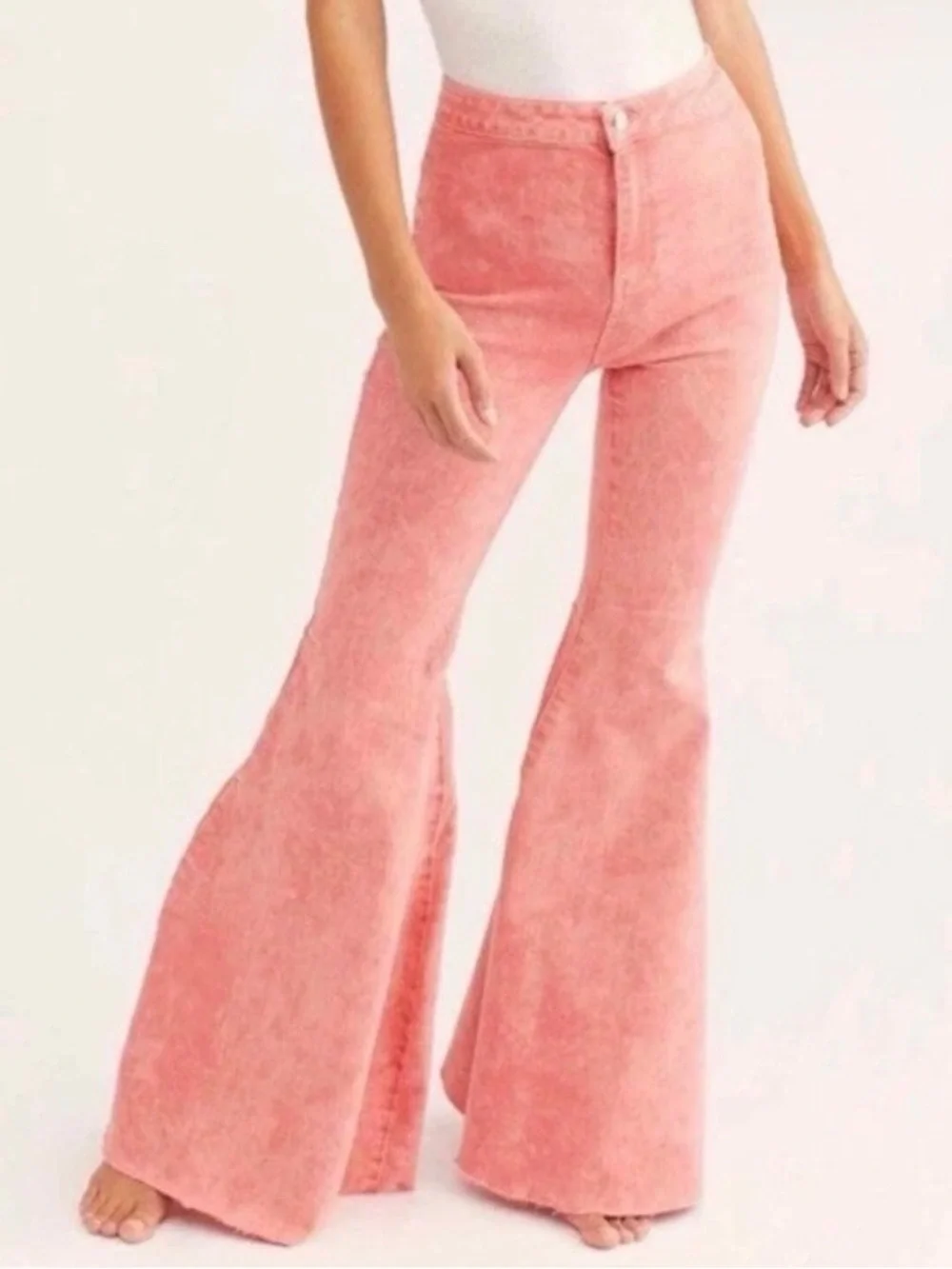 NWOT Free People We The Free Float On Flare Jeans Womens Size 27 Prairie Pink